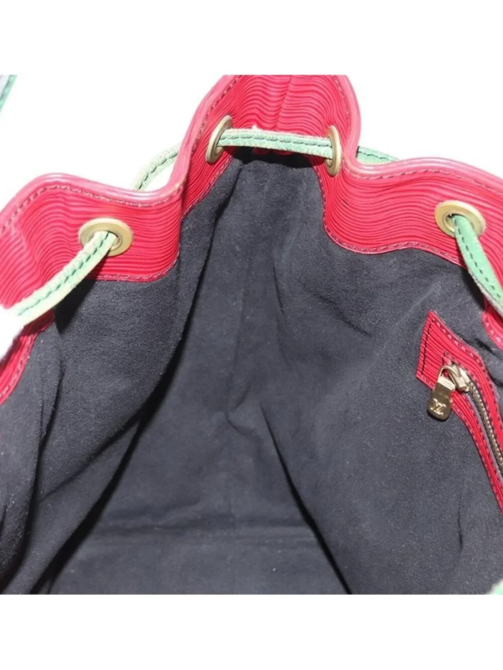 Authentic LOUIS VUITTON Epi Petit Noe Shoulder Bag Bicolor Green Red LV